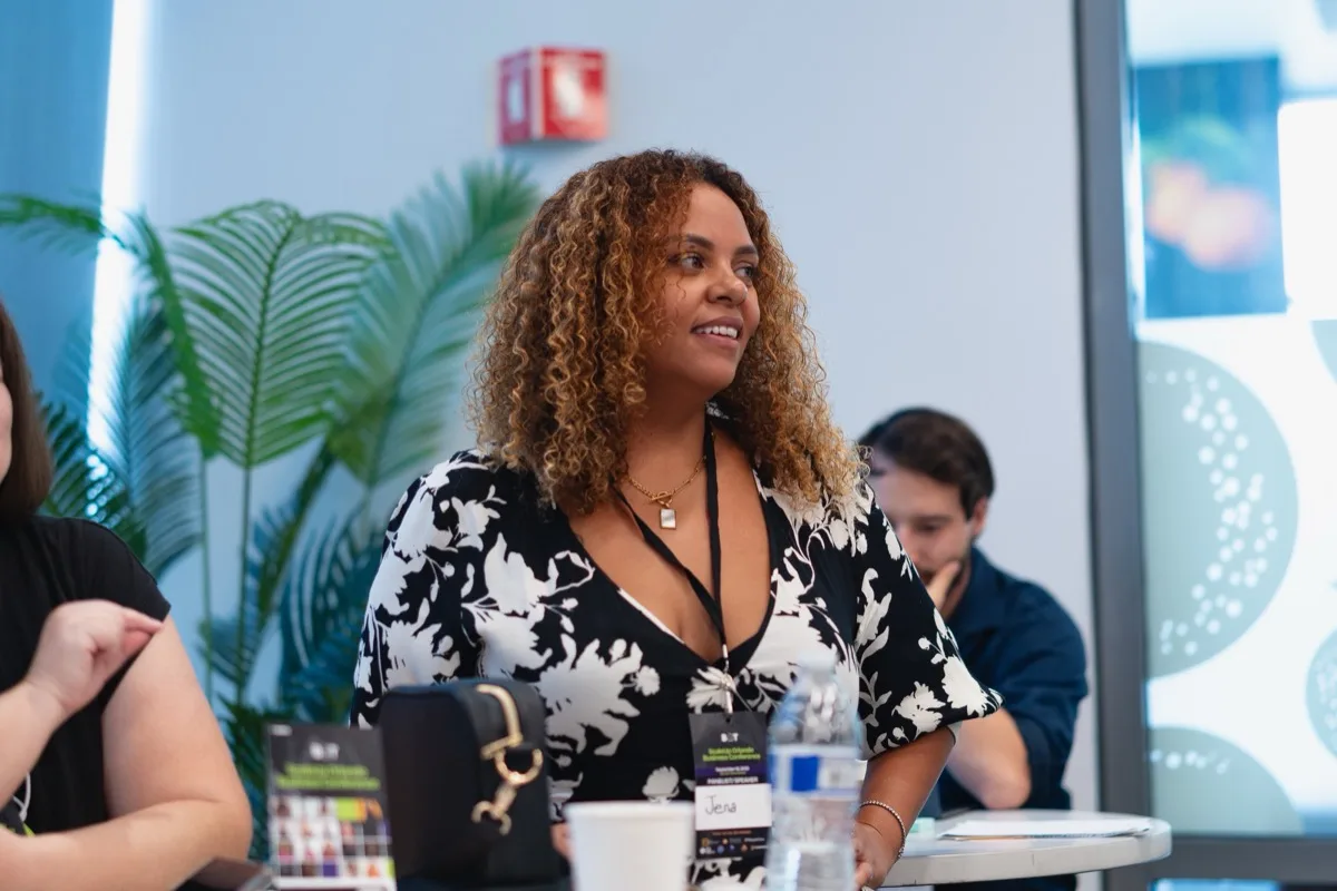 Jena Mehlberg speaking on a panel at the ScaleUp Orlando Business Conference