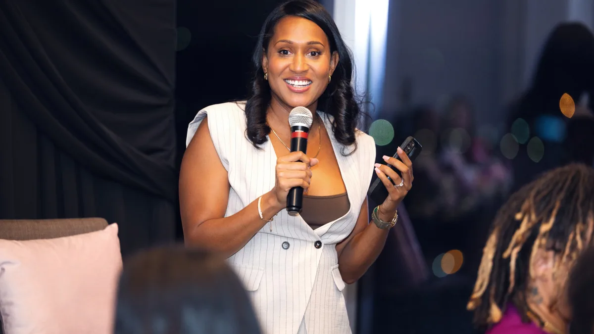 Naziah Riaz speaking at a Building Our Tech Women in Tech event